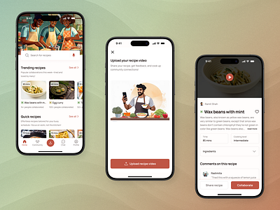 Collaborative recipe sharing app concept app design food app product design typography ui ux