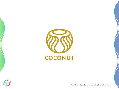 Coconut Logo brand design brand designer coconut drink fruit gold golden line lines logo design logo designer logo for sale logo idea logo inspiration logomark logotype luxurious luxury monoline zzoe iggi