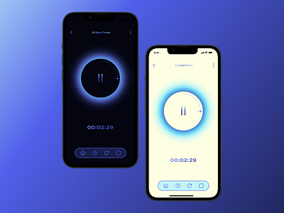 EclipseTimer - Timer design appdesign blue darkmode design futuristicdesign lightmode monochromaticcolor timerdesign ui uiux ux
