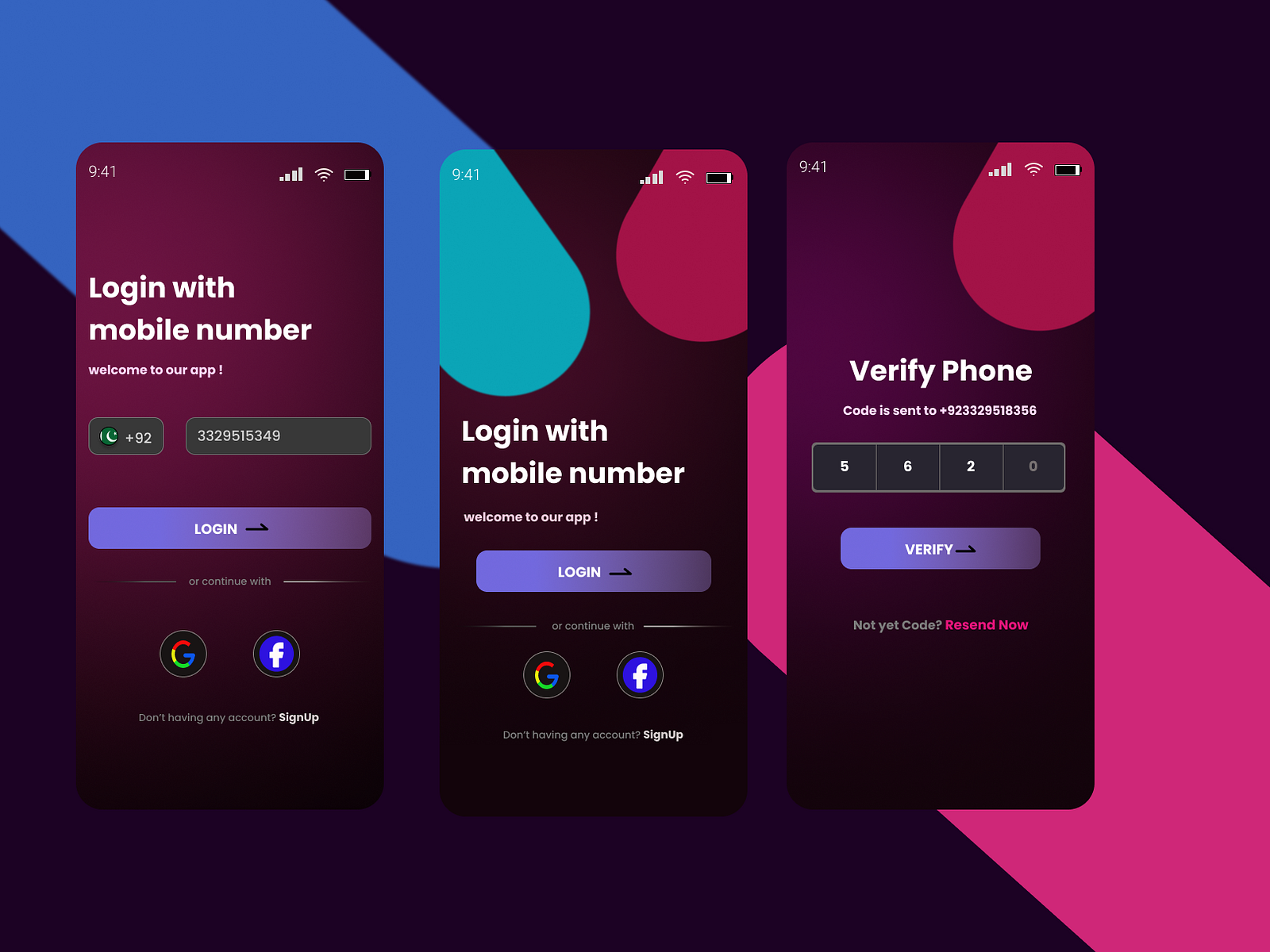 verify number login screen ui design by Abdul Moeed on Dribbble