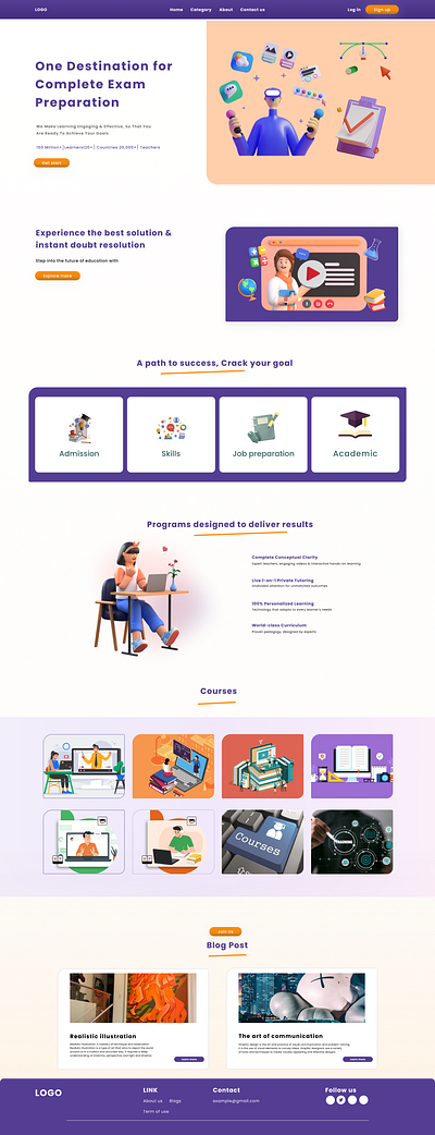 E-learning landing page buycourse course e busness e commarce e learning edu education home homepage landing page lekhapora sikha ui ux web website