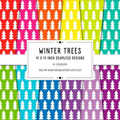 Winter Trees Digital Paper Pack design graphic design pattern resources seamless