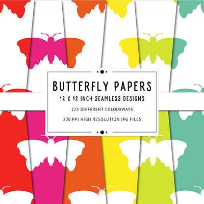 Hand Drawn Butterfly Silhouette Seamless Pattern Pack background design digital paper digital pattern graphic design hand drawn illustration pattern seamless