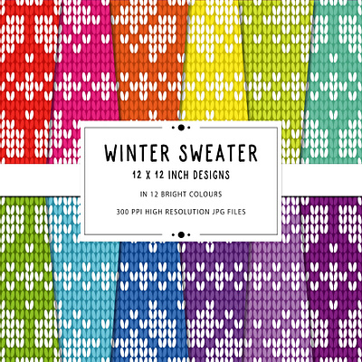 Winter Sweater Design Digital Paper Pack background design digital paper digital pattern graphic design illustration pattern