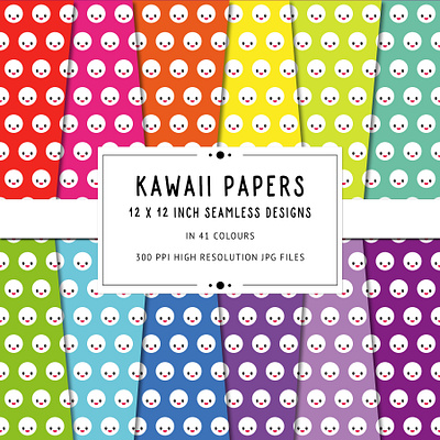 Kawaii Design Seamless Pattern Pack background design digital paper digital pattern graphic design illustration pattern seamless seamless pattern