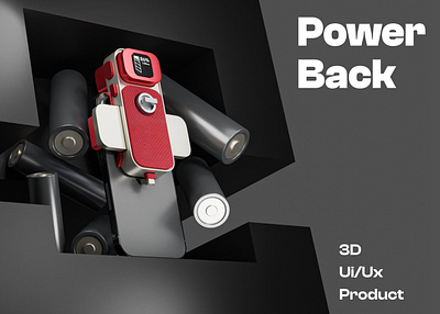 PowerBack {sticky Power Bank } 3d charge power powerbank product ui ux