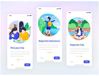 Travel App onboarding app branding clean concept illustration interface mobile mobile app mobile ui modern travel ui ui design ux