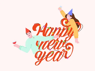 Happy New Year | Crafttor 2024 celebration character couple crafttorstudio family freebie friend happy new year illustration vector