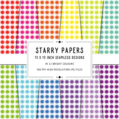 Starry Design Seamless Pattern Pack background design digital paper digital pattern graphic design illustration pattern seamless seamless pattern