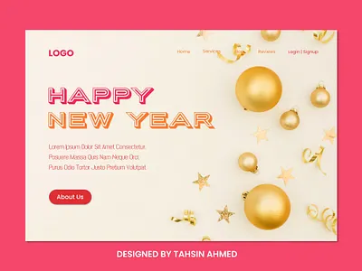 Happy New Year Landing Page UI Design design graphic design happy new year homepage design landing page design modern design new year design ui ui designer uiux web design website ui