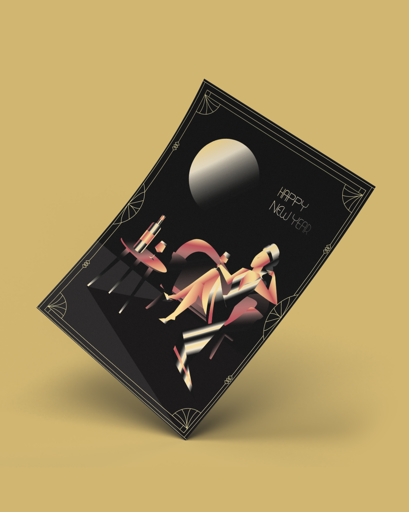 Happy New Year : ArtDeco Style Digital Illustration art artdecostyle design figma graphic design illustration illustrator photoshop vectorart