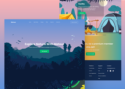 Adventure Landing Page - Metour 3d adventure animation branding graphic design landingpage tour travel ui