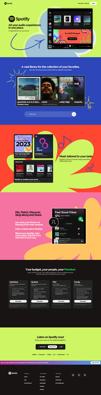 Spotify Homepage branding graphic design landing page logo music spotify ui ux