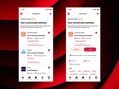 Moberries - iOS App app design figma ios ios app match making mobile mobile design recruiting recruitment tech companies tech talent