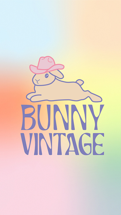 Bunny Vintage Logo Design brand design branding bunny design gradient graphic design logo logo design pastel typography