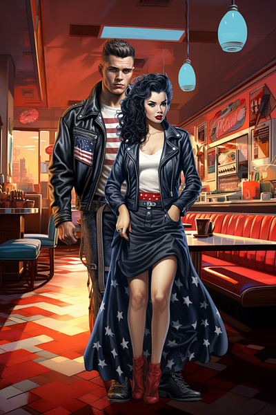 Rockabilly Couple 5 america american canva couple diner graphic design illustration man men rockabilly woman women