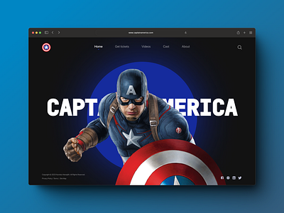 Captain America Web UI banner blog captainamerica clean comicsweb figma graphic design land landingpage marvel minimal ui ux web web design web ui website website design webui