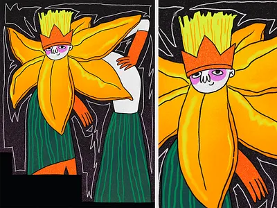 New Year blossom blossom costume flat illustration flower illustration limited colour palette limited palette new year party people illustration procreate