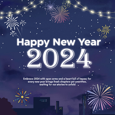 Happy New Year 2024 graphic design illustrator post poster design social media post