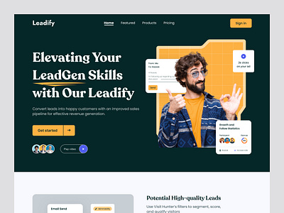 Leadify - Lead Generation Landing Page crm template customer relationship management free landing page free template landing page desin lead collect lead genaration lead genaration webflow templat saas template webflow agency webflow design agency