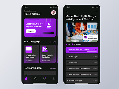 eLearning App Design appdesign elearning ui uiux userinterface