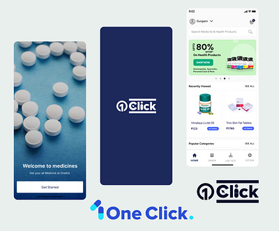 Oneclick mobile app graphic design logo ui