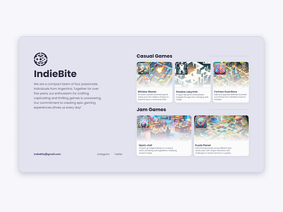 Web Design for IndieBite games landing page ui web design