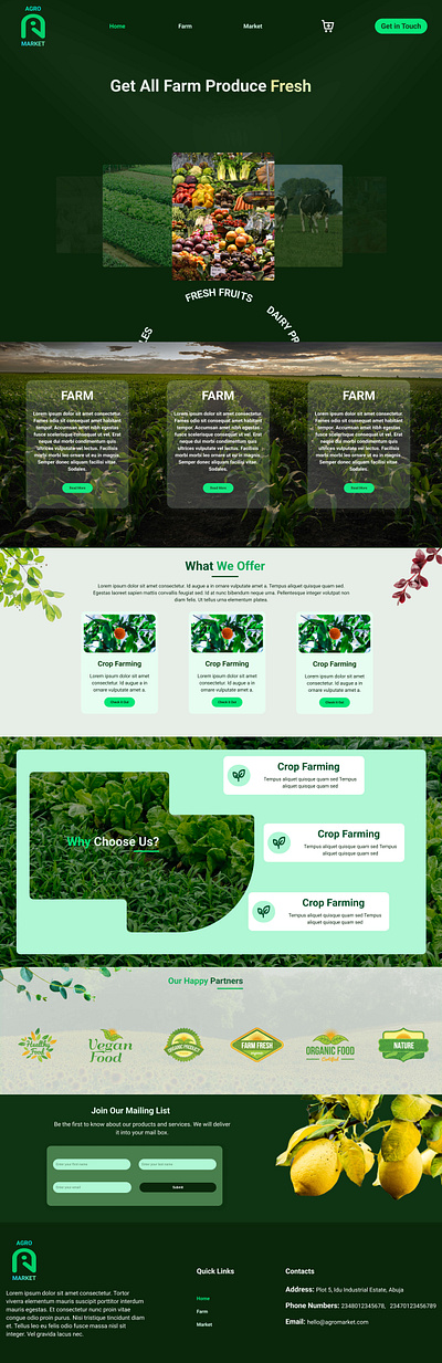 Agriculture Farm and Marketing add card agricultural farm agriculture animal husbandary animation design farm fishery food crops fruits home page illustration landing page market piscuculture poultry ui design uiux vegetable webiste
