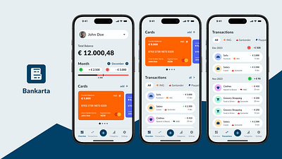 Bankarta - Banking App Concept banking fintech mobile app ui uxui