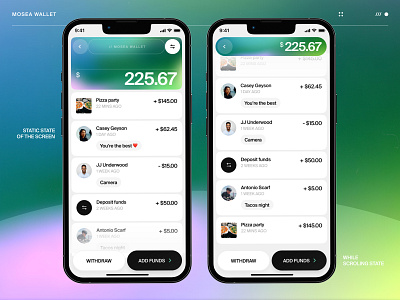 MOSEA® wallet with transaction redesign [tracking finance app] finance app share expences app ui ux