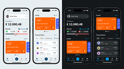 Light vs Dark Mode - Banking App Concept banking app dark mode light mode mobile app ui uxui