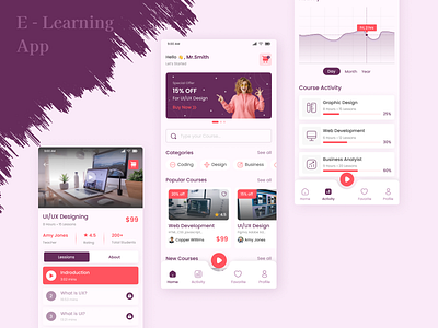 E-Learning App | Moblie app design e learn app e learning app e learning platform e study app education app education app design figma learning app moblie app ui design