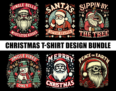 Christmas T-shirt Design Bundle adobe illustrator christmas