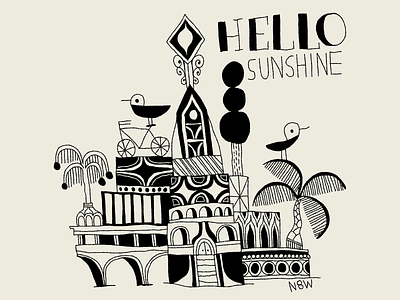 Hello Sunshine art illustration lettering nate williams