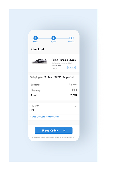 E-commerce checkout page app design ui ux