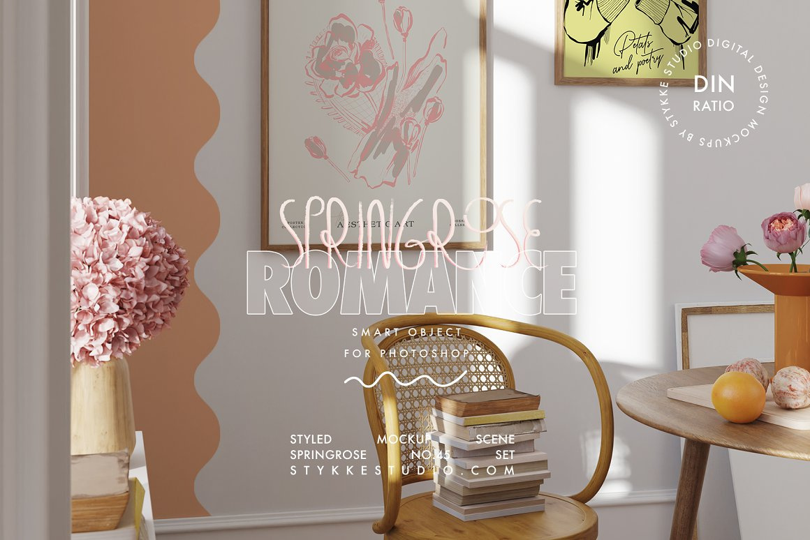 SPRING ROMANCE Frame Mockup frame mockup interior mockup mockup peach fuzz peony flower poster mockup romantic mockup spring mockup valentines day