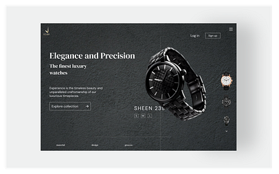 Landing page for a watch collection website design ui ux