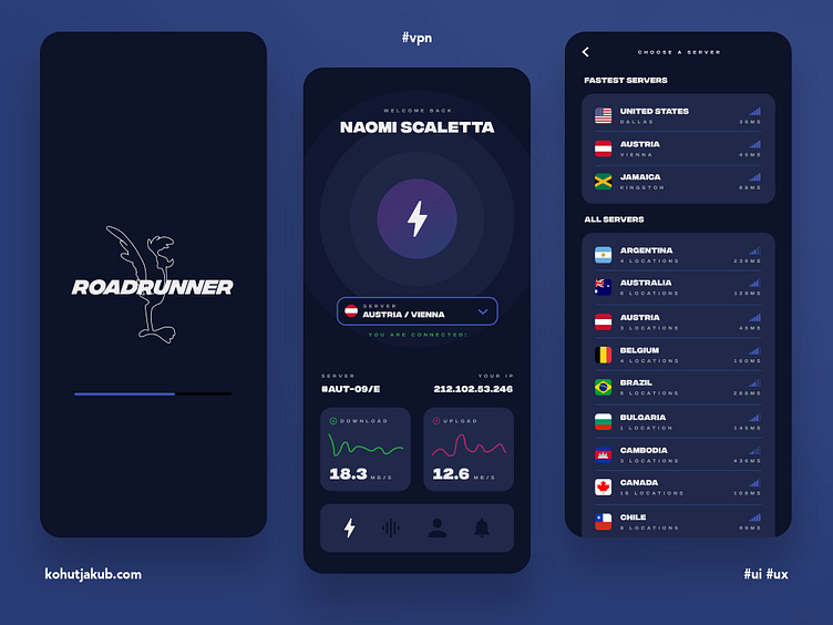 Roadrunner VPN App UI/UX Design by Jakub Kohut on Dribbble