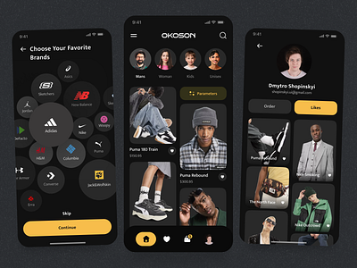 Okoson – Ecommerce Fashion Mobile App app branding clothes creative design fashion illustration interface minimalism mobile nike product service startup ui