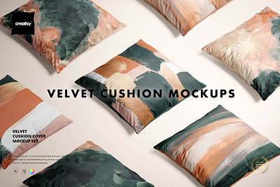 Velvet Cushion Cover Mockup Set creator creatsy design mock up mock ups mockup mockups smart object template templates velvet cushion cover mockup set