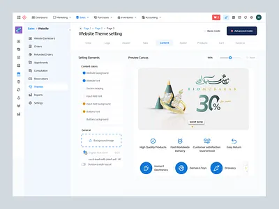 Website Theme setting ui uiux webapp