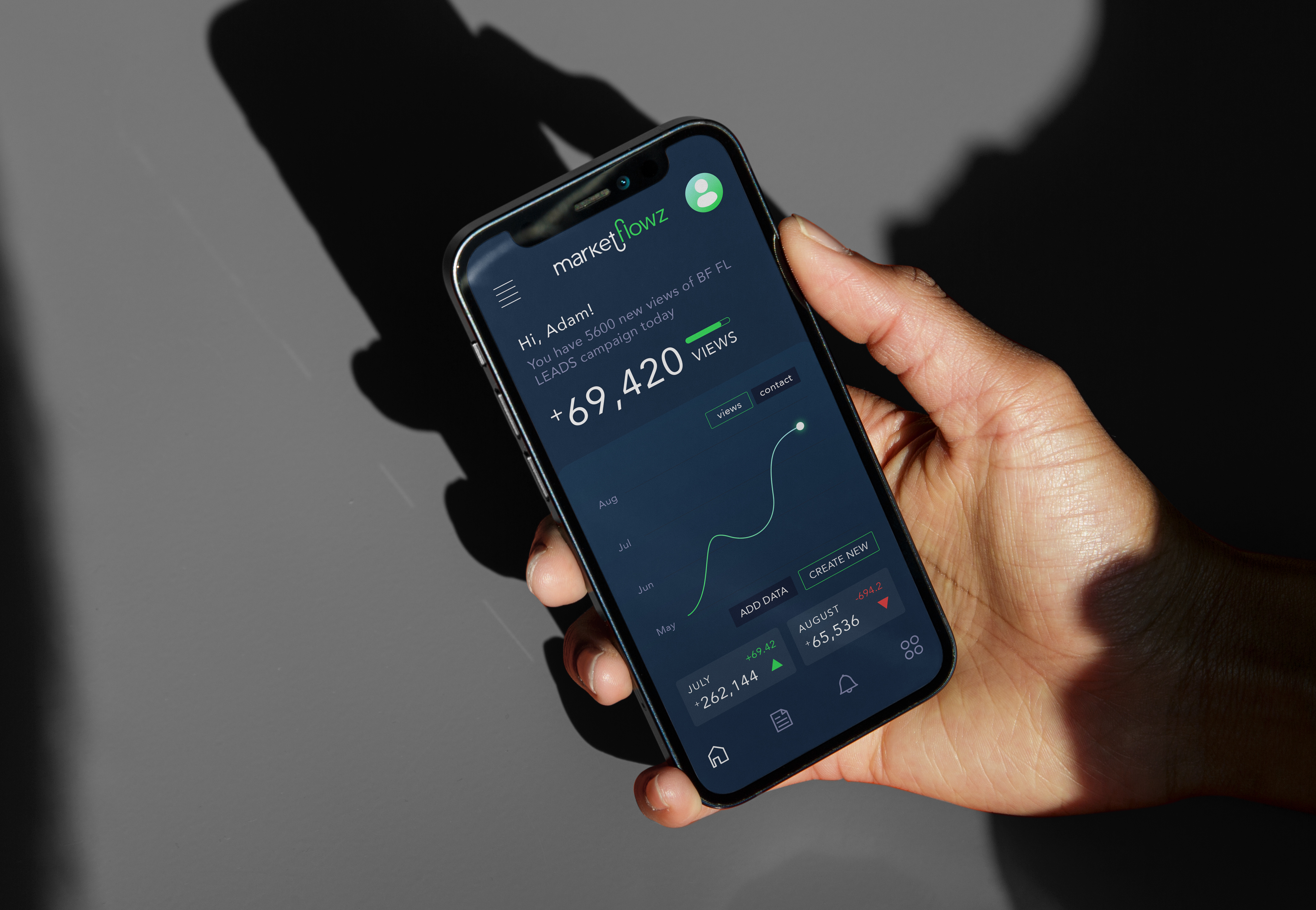 MarketFlowz | Development of strategic marketing plans app branding graphic design green logo logotype ui ux