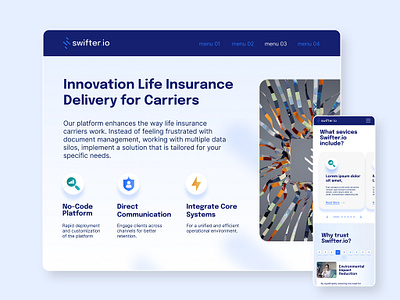 swifter. io | Modular Insurance Platform branding food graphic design insurance logo logotype ui