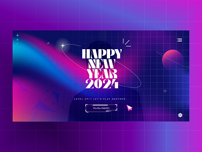New Year 2024 Landing Page 🎉 2024 future game happy happy new year illustration landing letter new page play space typography ui year