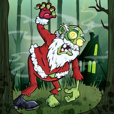 Zombie Santa will haunt your dreams adobe illustrator cartoon christmas illustration illustrator santa vector xmas zombie