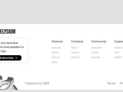 Elysium Website Footer branding logo mobile design ui ui ux ui ux design ux web design