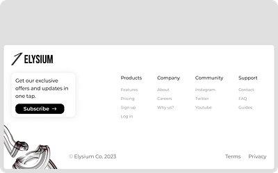 Elysium Website Footer branding logo mobile design ui ui ux ui ux design ux web design