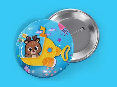 Deer in a yellow submarine pines for children animals babies baby children cute deer digital illustration gifts illustration illustration for children kids mom pines sea vector water yellow submarine