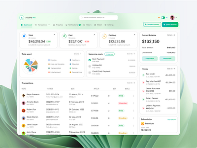 Finance SaaS Dashboard - Ascend Pro dashboard dashboard design design finance finance dashboard financial financial software management money saas saas dashboard software trend trendy trendy ui ui ui design ui ux ux ux design