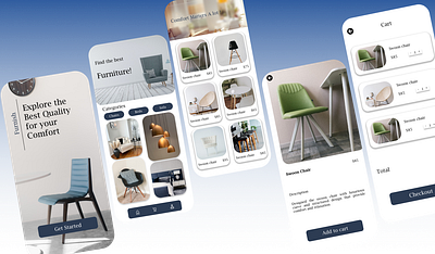 Furniture App app app design attractive clean figma furniture home minimalist mobile mobile app mockups store templates ui ux